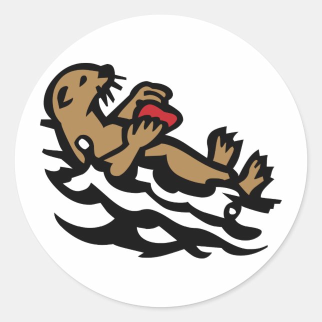 Sea otter classic round sticker (Front)