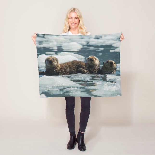 Sea Otter Family Fleece Blanket (In Situ)