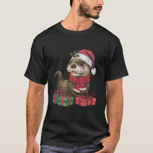 Sea Otter Lover Xmas Holiday Santa Sea Otter Chris T-Shirt