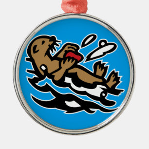 Sea otter metal tree decoration
