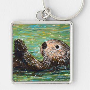 Sea Otter Painting Keychain