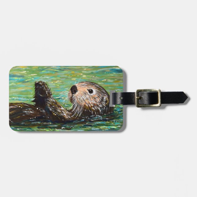 Sea Otter Painting Luggage Tag (Front Horizontal)