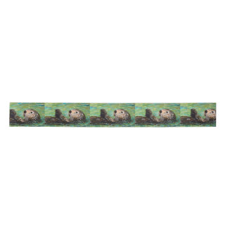 Sea Otter Painting Satin Ribbon