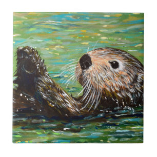 Sea Otter Painting  Tile