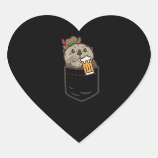 Sea Otter Pocket Drinking Beer Animal German Heart Sticker