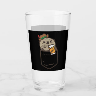 Sea otter pocket drinking beer| Otter Lover Gift Glass