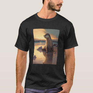 Sea Otter Retro Sunset Cute Otter 2 T-Shirt