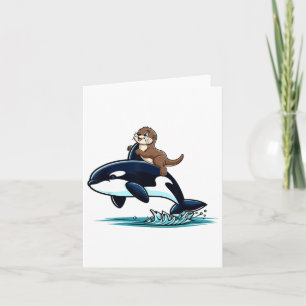 Sea Otter Riding Orca Costume Sea Animal Lover Kid Card
