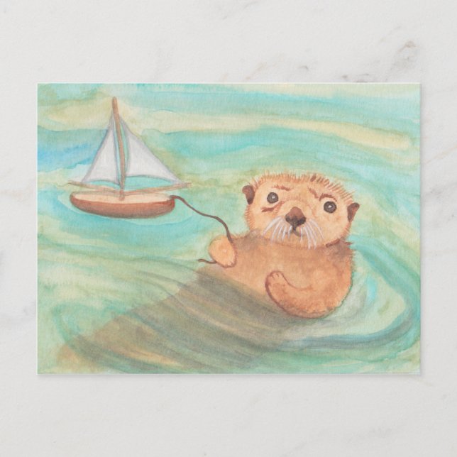 Sea Otter & Sailboat Postcard (Front)