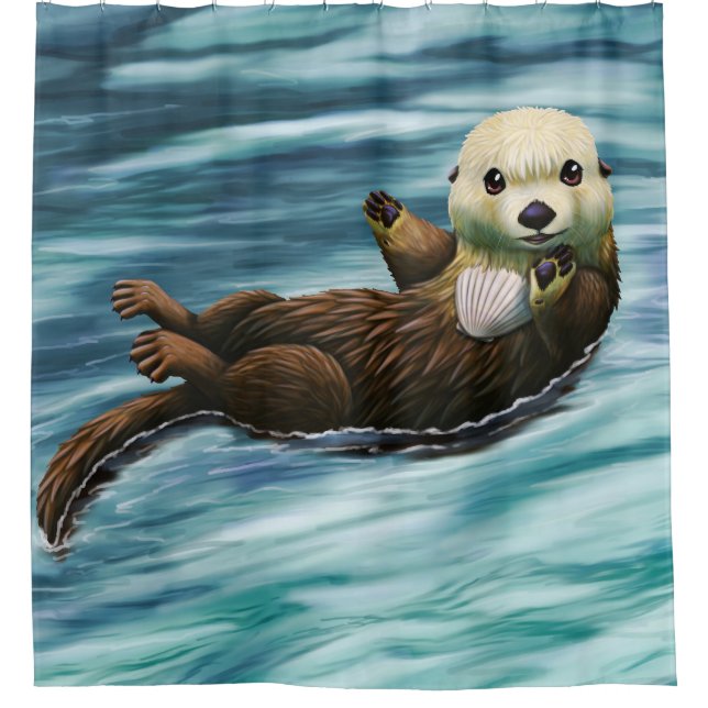 Sea Otter shower curtain (Front)