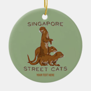 Sea Otter Singapore Street Cats Ceramic Tree Decoration