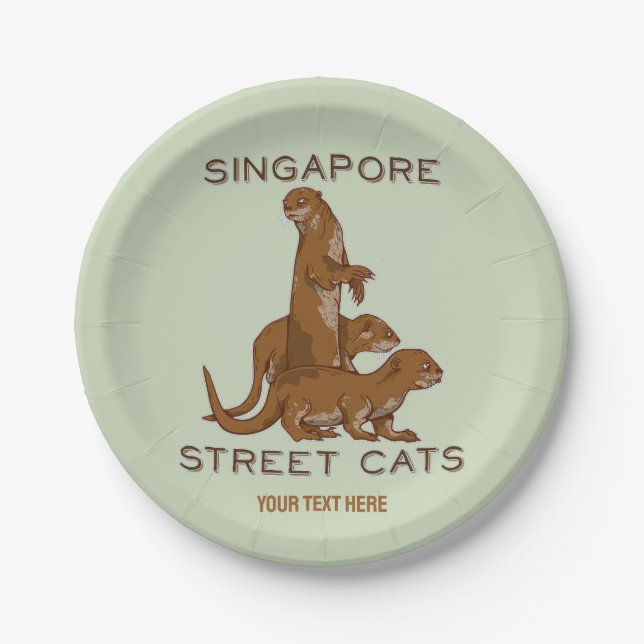 Sea Otter Singapore Street Cats Paper Plate (Front)