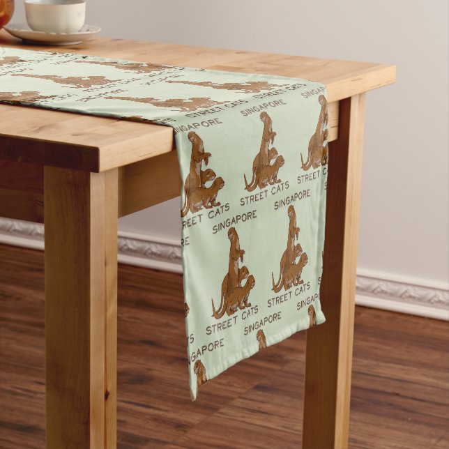 Sea Otter Singapore Street Cats Short Table Runner (In Situ)