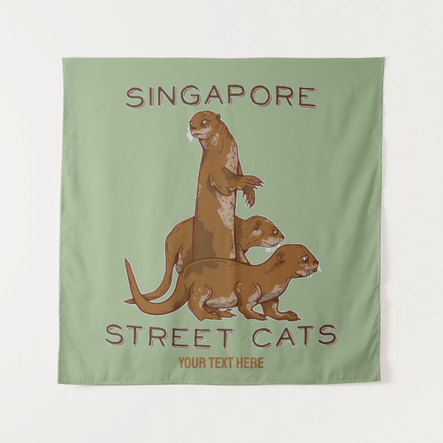 Sea Otter Singapore Street Cats Tapestry (Front)