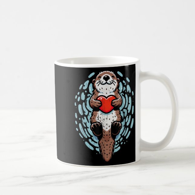 Sea Otter Valentines Heart Lover Funny Boys Men Gi Coffee Mug (Right)