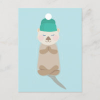 Sea Otter Winter Meditating Holiday Christmas Card