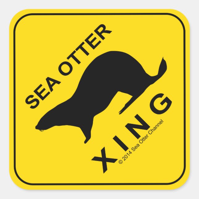Sea Otter Xing Square Sticker (Front)
