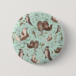 Sea otters 6 cm round badge