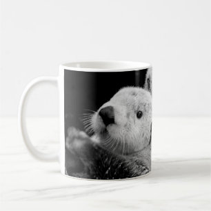 Sea Otters: Black White Pair. Coffee Mug