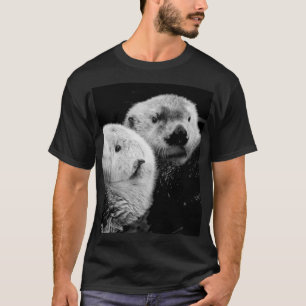Sea Otters: Black White Pair. T-Shirt