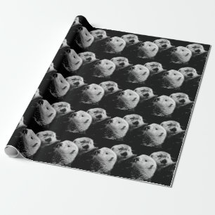 Sea Otters: Black White Pair. Wrapping Paper