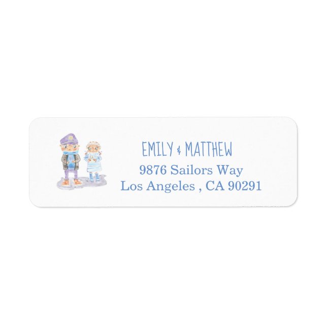 Sea Otters Cartoon White Return Address Labels (Front)