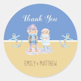Sea Otters Couple Wedding Thank You Stickers