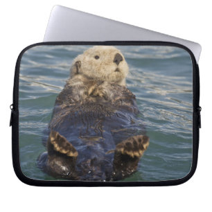 Sea otters play on icebergs at Surprise Inlet Laptop Sleeve
