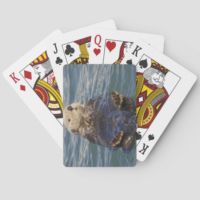 Sea otters play on icebergs at Surprise Inlet Playing Cards (Back)