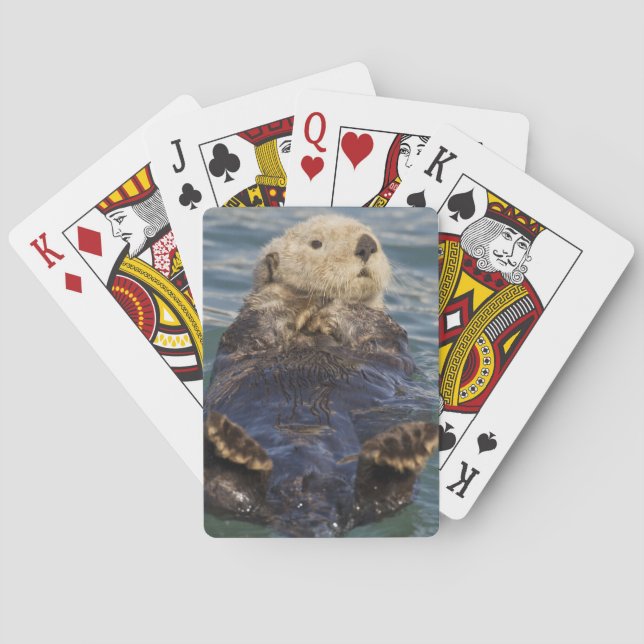 Sea otters play on icebergs at Surprise Inlet Playing Cards (Back)