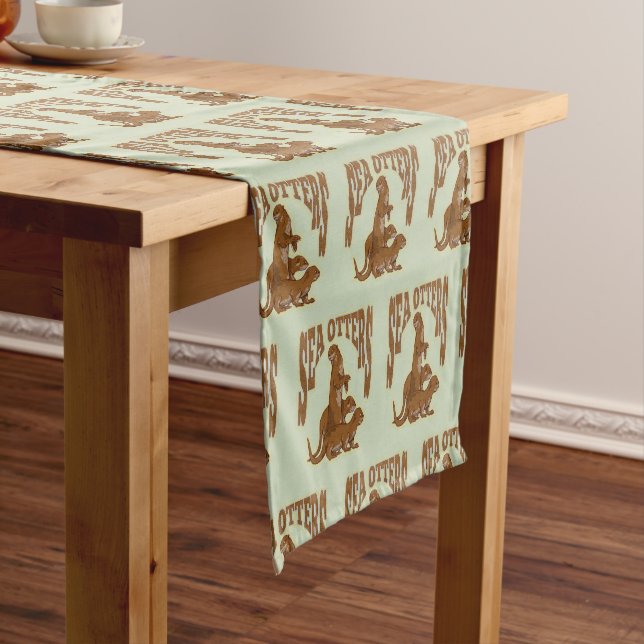 Sea otters short table runner (In Situ)