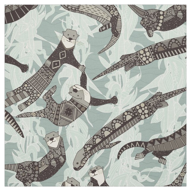 sea otters silver fabric (Swatch)