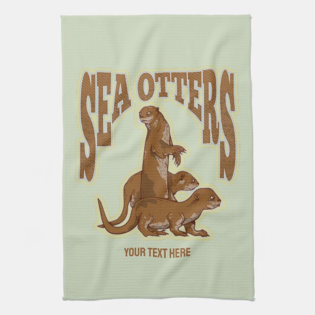 Sea otters tea towel (Vertical)