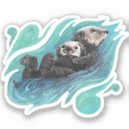 Sea Otters Vinyl Sticker