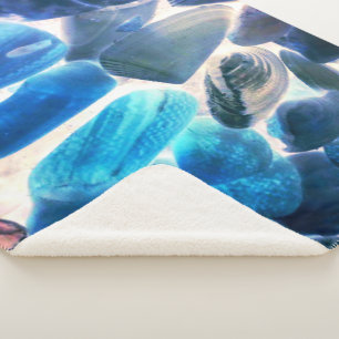 Sea oyster shell, colours changed blue to grey sherpa blanket
