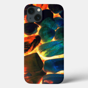 Sea oyster shell on red-hot volcanic lava or ember iPhone 13 case