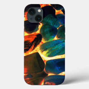 Sea oyster shell on red-hot volcanic lava or ember iPhone 13 case