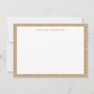 Sea Paisley Pattern Light Brown Monogram Card