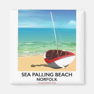 Sea Palling Beach Norfolk beach poster Magnet