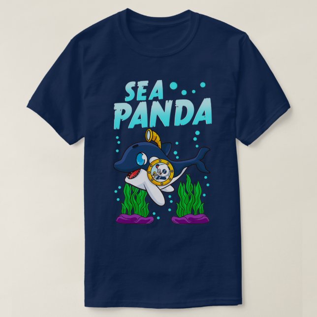 Sea Panda Cute Adorable Baby Orca Whale Pun T-Shirt (Design Front)