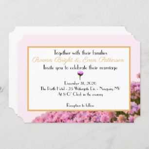 Sea Pink and gold floral Invitation
