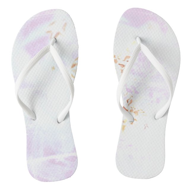 Sea Pink And White Flip Flops (Footbed)