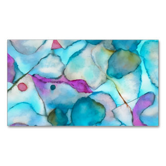 Sea Poison: Abstract Blue, Pink and Teal Design  Magnetic Business Card