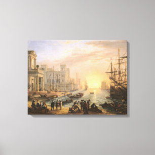 Sea Port at Sunset, 1639 Canvas Print