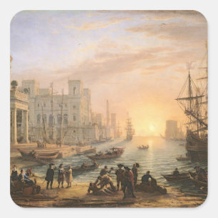 Sea Port at Sunset, 1639 Square Sticker