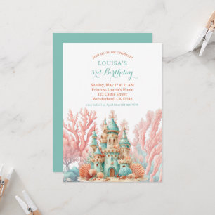 Sea Princess Sand Castle Fairytale Birthday Invitation