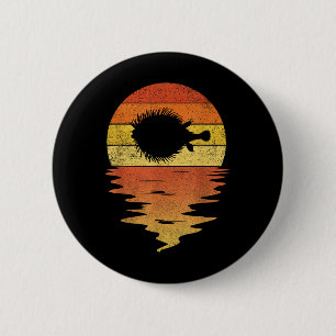 Sea Pufferfish Shirt Retro Sunset 70s Vintage Puff 6 Cm Round Badge
