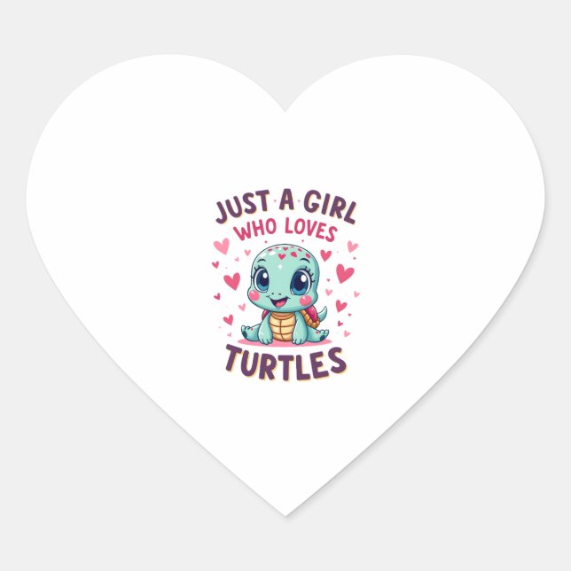 Sea Reptile Turtle Lovers Just A Girl Who Loves Tu Heart Sticker (Front)