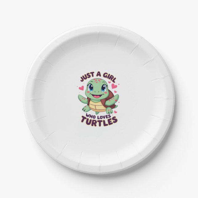 Sea Reptile Turtle Lovers Just A Girl Who Loves Tu Paper Plate (Front)