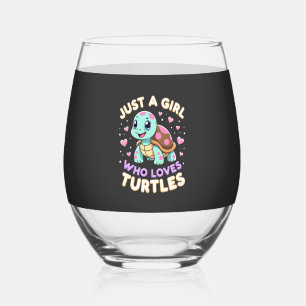 Sea Reptile Turtle Lovers Just A Girl Who Loves Tu Stemless Wine Glass
